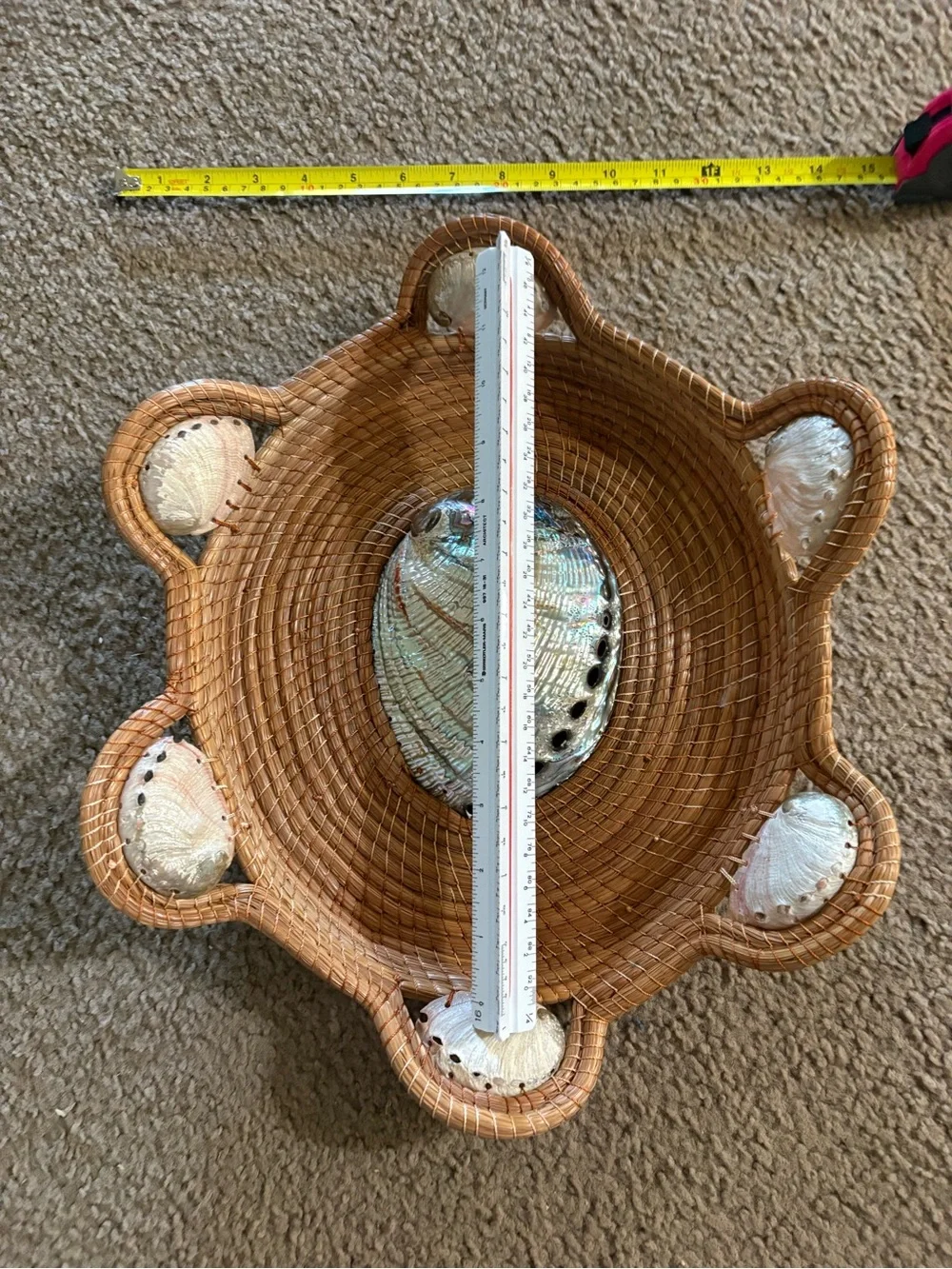 Woven Rattan Wall Basket with Decorative Shells